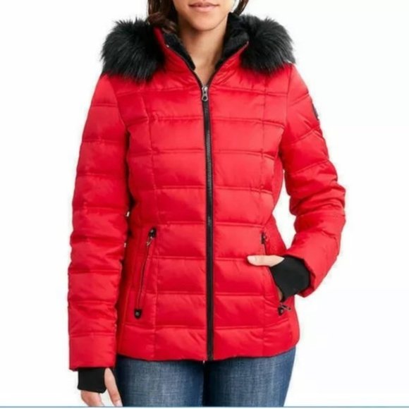 Nautica Womens Faux Fur Trim Hooded Midweight Puffer Jacket - Picture 9 of 12